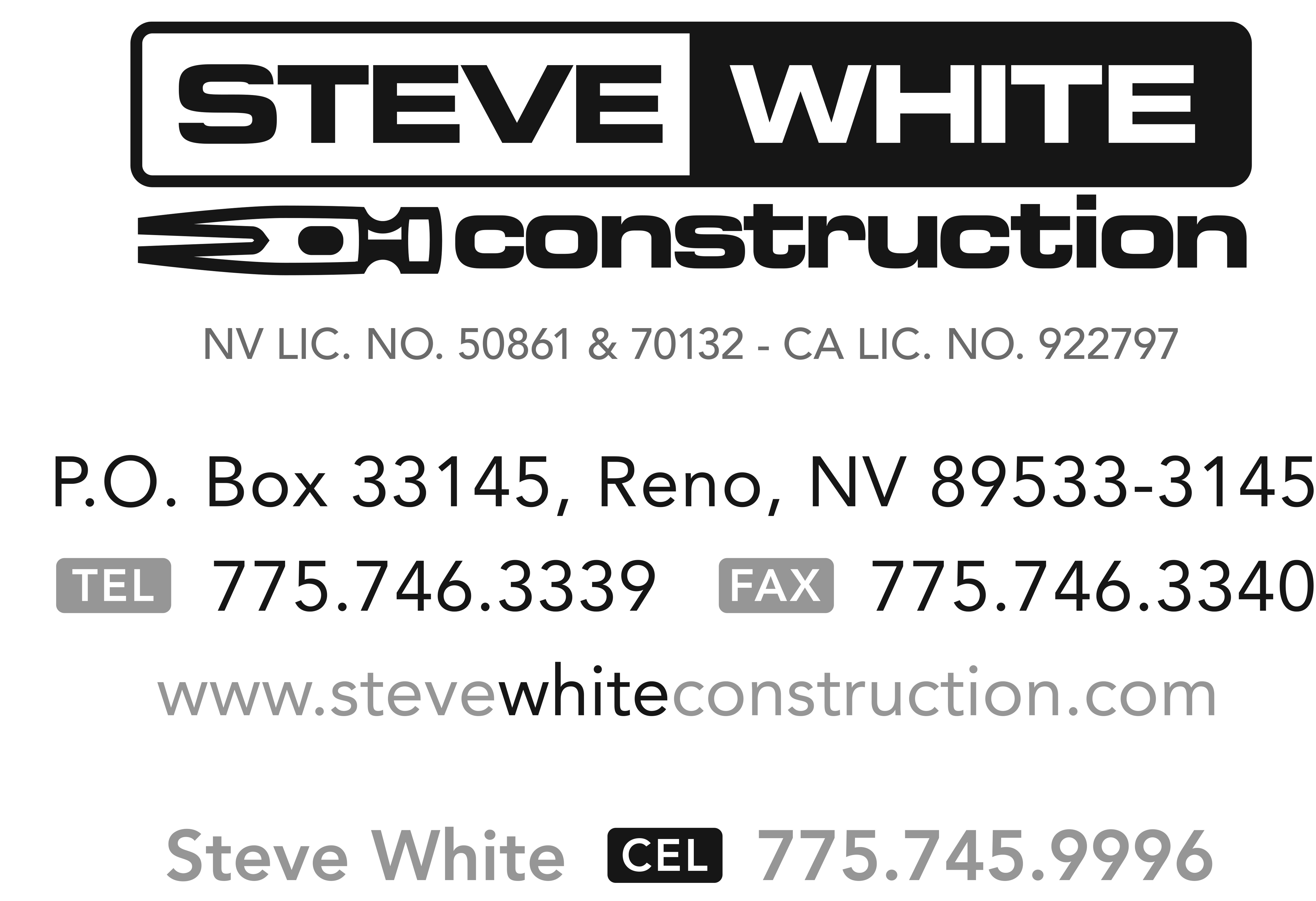 Tee Box Sign Sponsor - Steve White Construction  - Logo